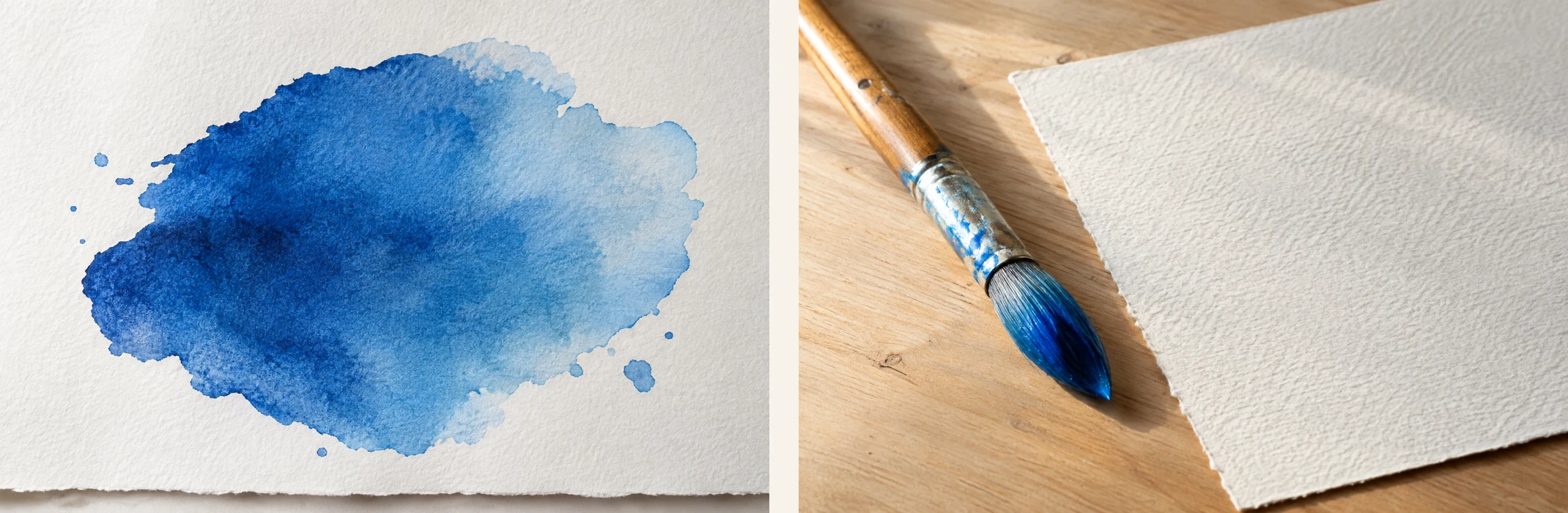 À gauche une couleur posée une seule fois, à droite la même couleur reprise trois fois et devenue lourde